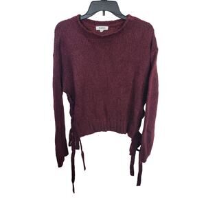 BB Dakota Burgundy Knit Side Lace Up Pullover Sweater Women's Size Medium